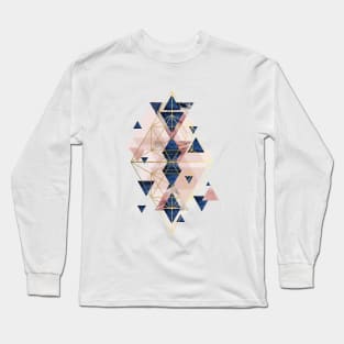 Blush Pink and Navy Geometric Long Sleeve T-Shirt